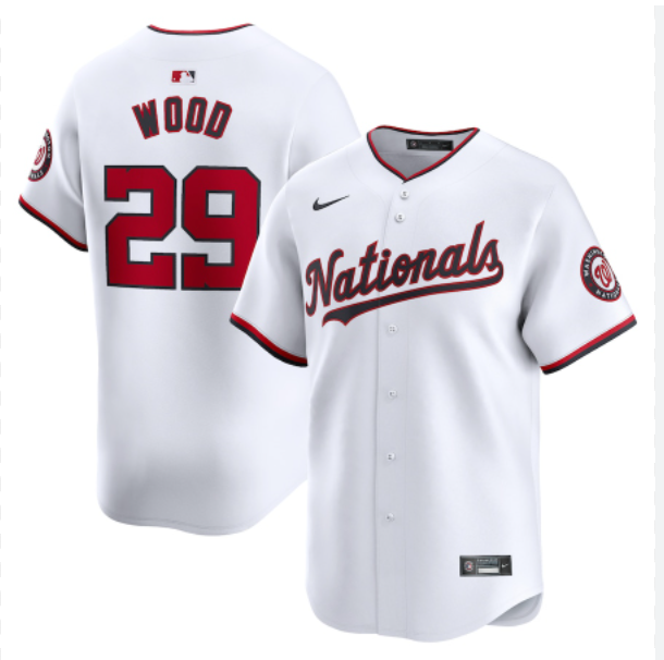Men Washington Nationals #29 James Wood Nike White Nike Limited jersey